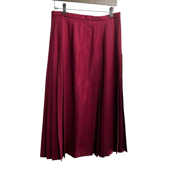 Lairds Of Scotland Vintage Wool Pleated Cranberry Skirt Women's Size Medium - Picture 8 of 13